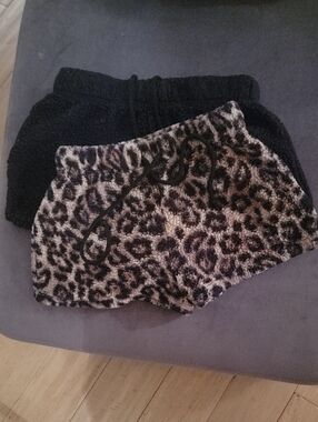 No Boundaries Fuzzy Lounge Shorts. Leapord Print & Solid Black. XXS & XS.